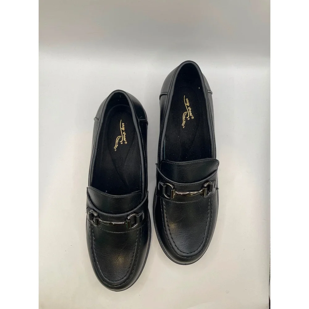 Easy Street Witney Black Bit Loafers Womens 10 M Comfort Wave Lug Sole